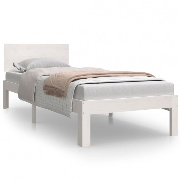 Cadre de lit Blanc Bois massif 75x190 cm Petit simple