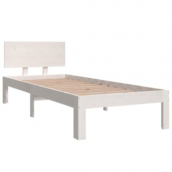 Cadre de lit Blanc Bois massif 75x190 cm Petit simple