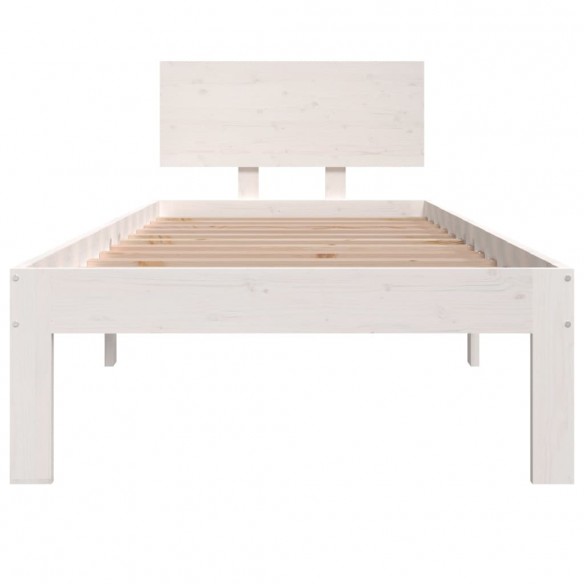 Cadre de lit Blanc Bois massif 75x190 cm Petit simple