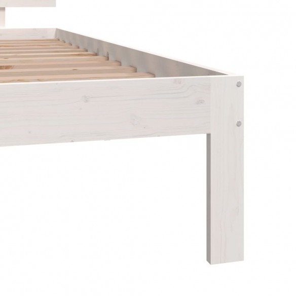 Cadre de lit Blanc Bois massif 75x190 cm Petit simple