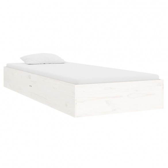 Cadre de lit blanc bois massif 90x190 cm simple