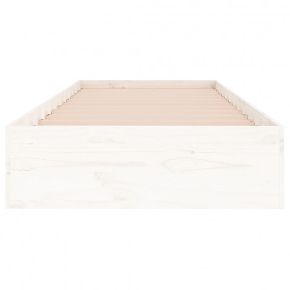 Cadre de lit blanc bois massif 90x190 cm simple