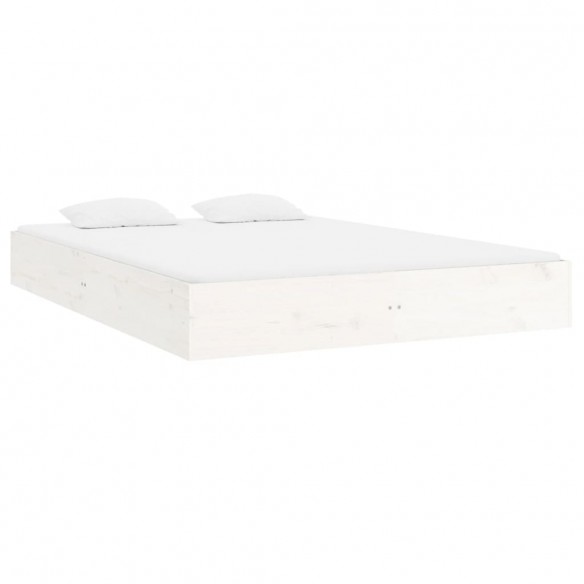 Cadre de lit blanc bois massif 200x200 cm