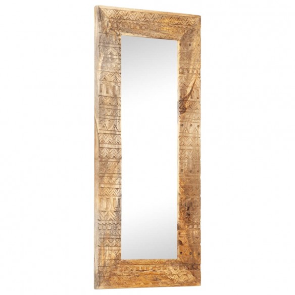 Miroir sculpté à la main 110x50x2,5 cm bois de manguier solide