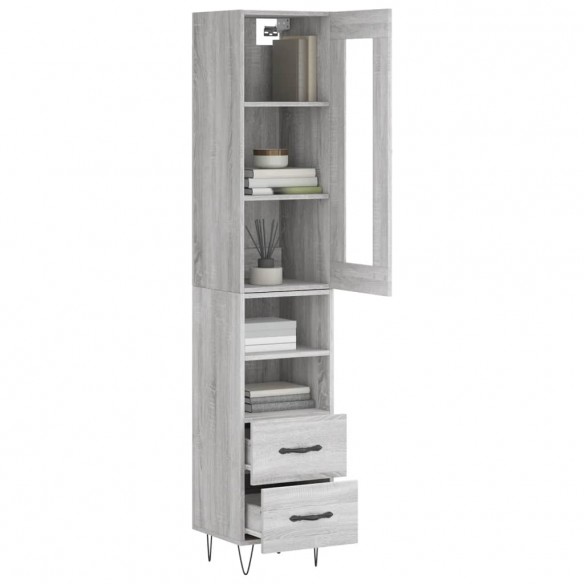 Buffet haut Sonoma gris 34,5x34x180 cm Bois d'ingénierie