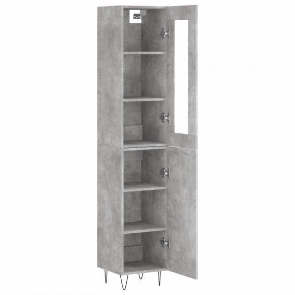 Buffet haut Gris béton 34,5x34x180 cm Bois d'ingénierie