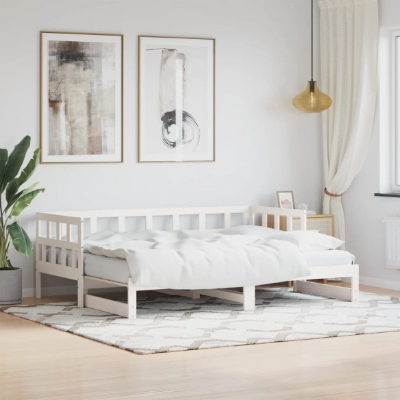 Lit de jour avec lit gigogne blanc 80x200 cm bois de pin massif