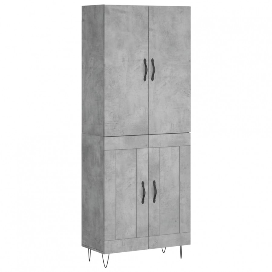 Buffet haut Gris béton 69,5x34x180 cm Bois d'ingénierie