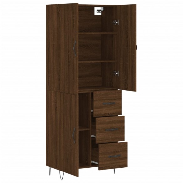 Buffet haut Chêne marron 69,5x34x180 cm Bois d'ingénierie