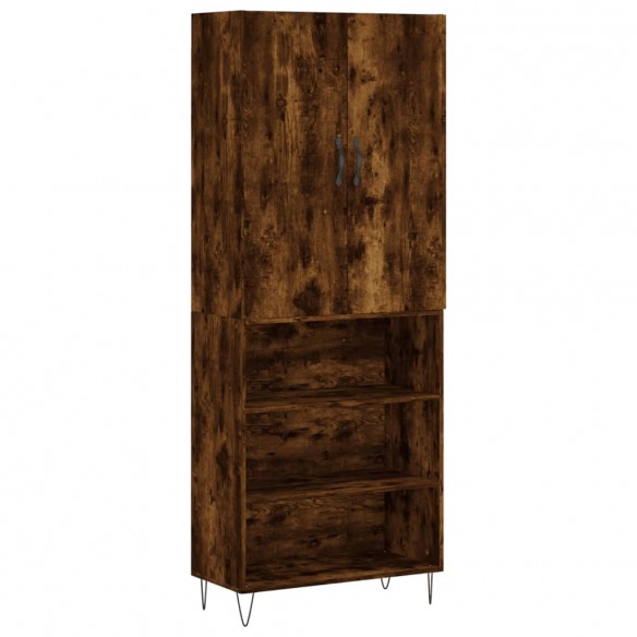 Buffet haut Chêne fumé 69,5x34x180 cm Bois d'ingénierie