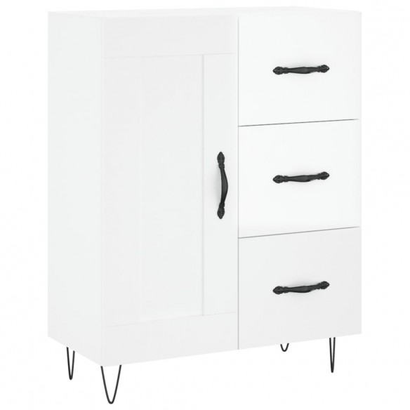 Buffet haut Blanc brillant 69,5x34x180 cm Bois d'ingénierie