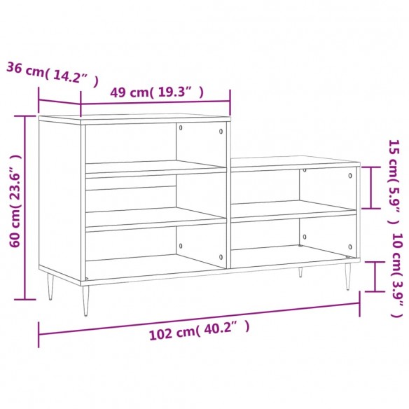 Armoire à chaussures Blanc 102x36x60 cm Bois d'ingénierie