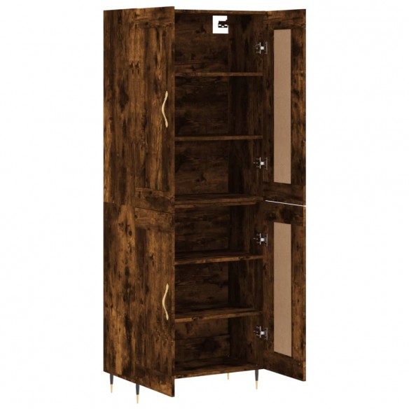 Buffet haut Chêne fumé 69,5x34x180 cm Bois d'ingénierie