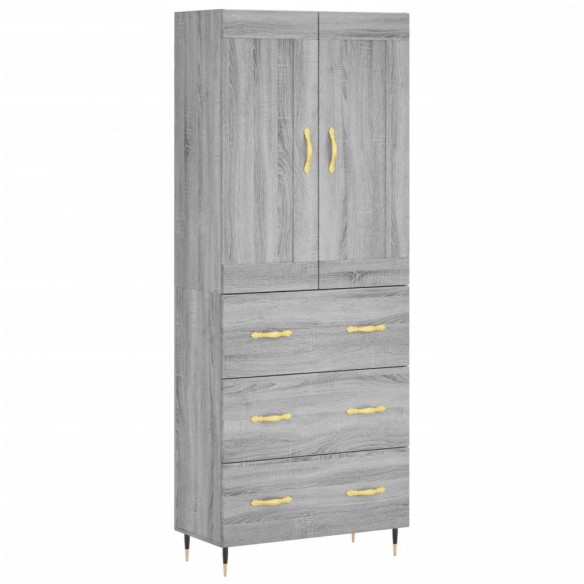 Buffet haut Sonoma gris 69,5x34x180 cm Bois d'ingénierie