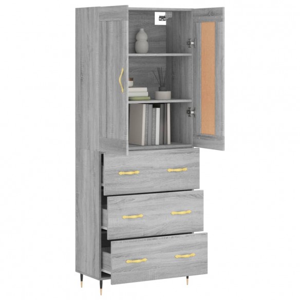 Buffet haut Sonoma gris 69,5x34x180 cm Bois d'ingénierie