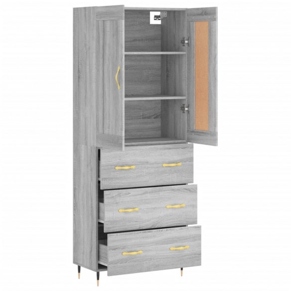 Buffet haut Sonoma gris 69,5x34x180 cm Bois d'ingénierie