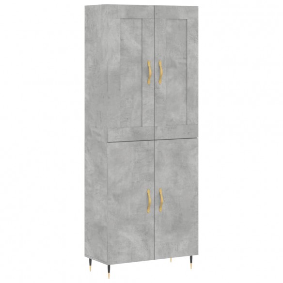 Buffet haut Gris béton 69,5x34x180 cm Bois d'ingénierie