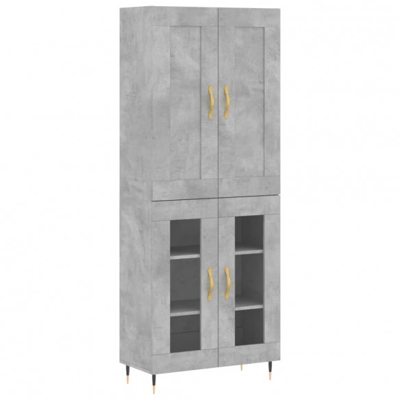 Buffet haut Gris béton 69,5x34x180 cm Bois d'ingénierie