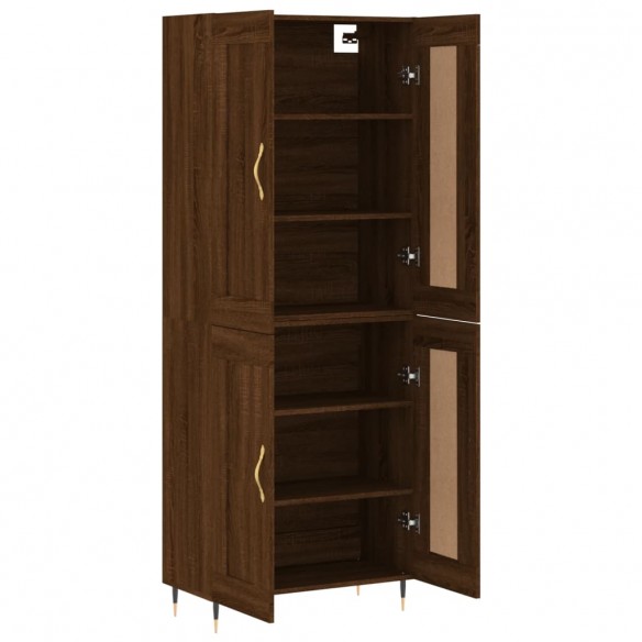 Buffet haut Chêne marron 69,5x34x180 cm Bois d'ingénierie