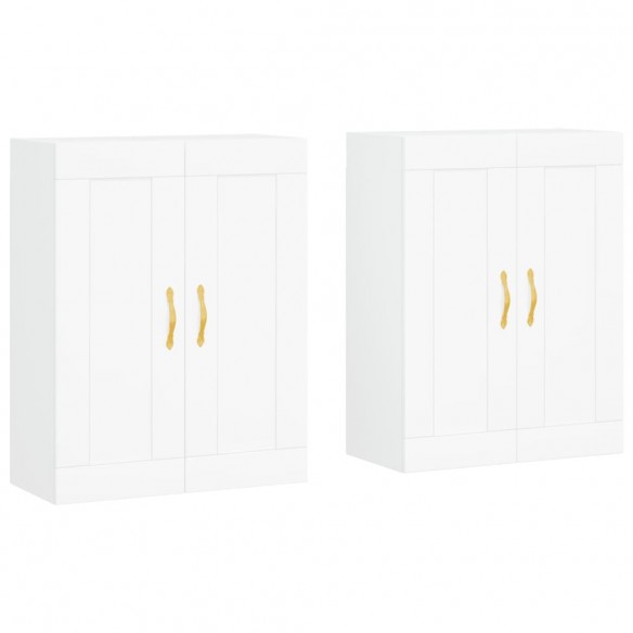 Armoires murales 2 pcs blanc bois d'ingénierie