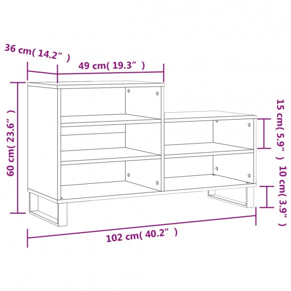 Armoire à chaussures Blanc 102x36x60 cm Bois d'ingénierie