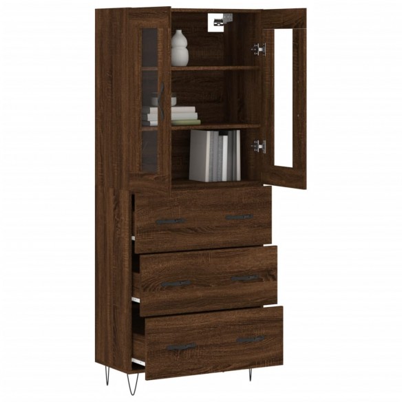 Buffet haut Chêne marron 69,5x34x180 cm Bois d'ingénierie