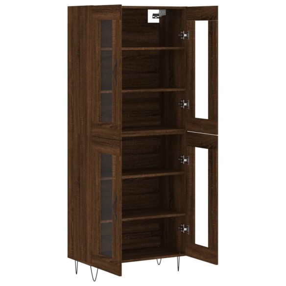 Buffet haut Chêne marron 69,5x34x180 cm Bois d'ingénierie