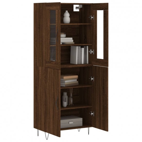 Buffet haut Chêne marron 69,5x34x180 cm Bois d'ingénierie