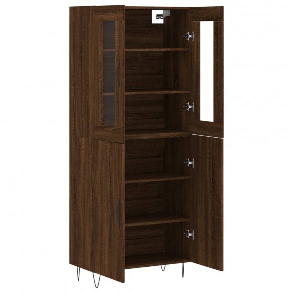 Buffet haut Chêne marron 69,5x34x180 cm Bois d'ingénierie