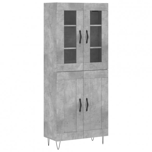 Buffet haut Gris béton 69,5x34x180 cm Bois d'ingénierie