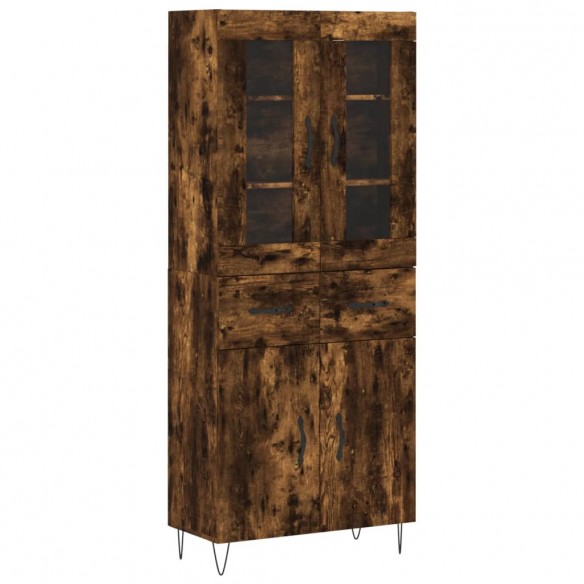 Buffet haut Chêne fumé 69,5x34x180 cm Bois d'ingénierie