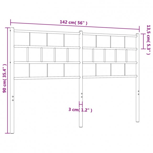 Tête de lit métal blanc 135 cm