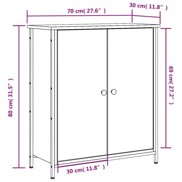 Buffet chêne marron 70x30x80 cm bois d'ingénierie