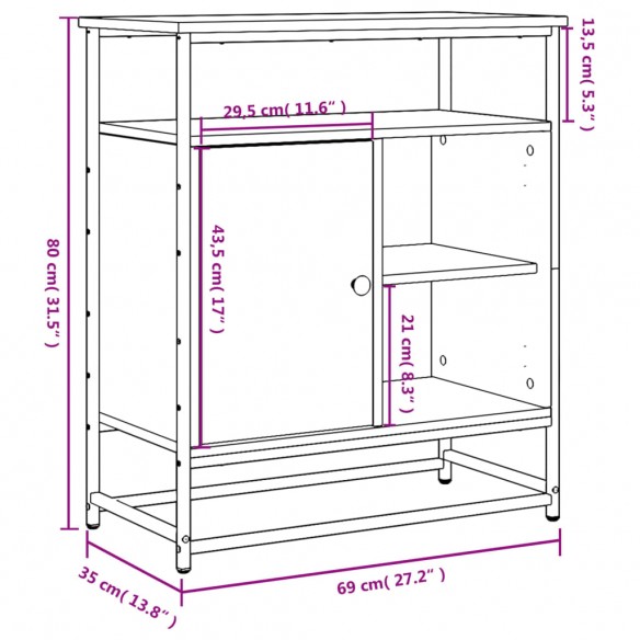 Buffet noir 69x35x80 cm bois d'ingénierie