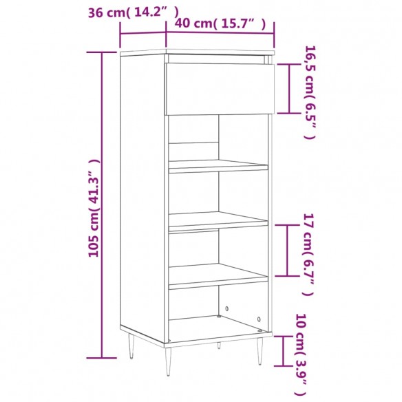 Armoire à chaussures Chêne marron 40x36x105cm Bois d'ingénierie