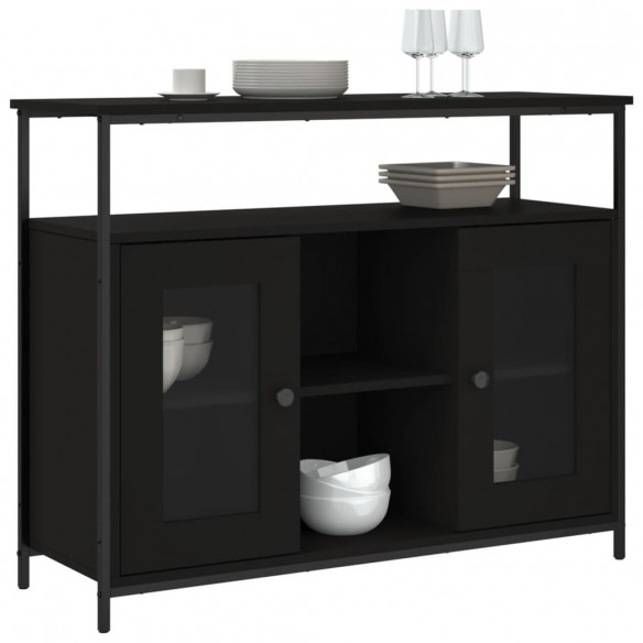 Buffet noir 100x35x80 cm bois d'ingénierie