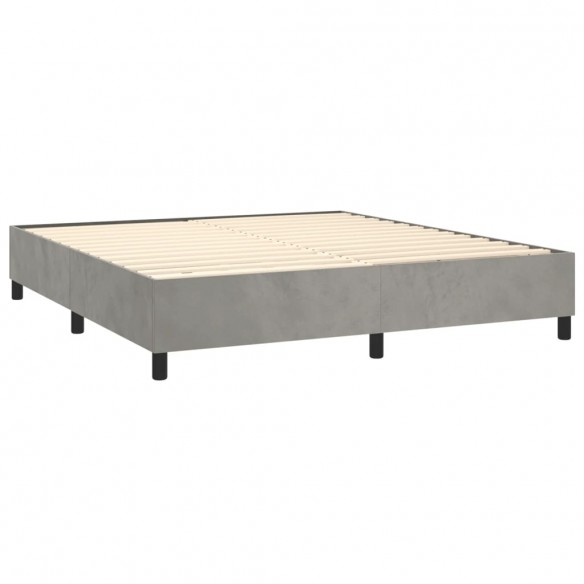 Cadre de lit matelas et LED Gris clair 160x200 cm