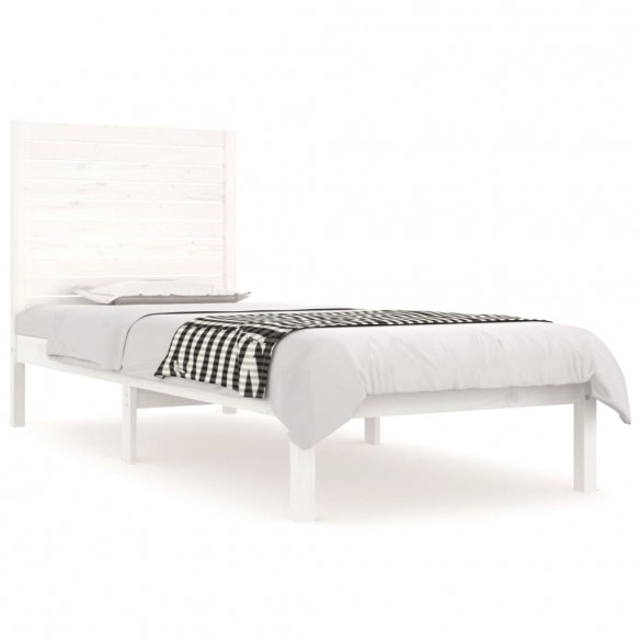 Cadre de lit Blanc Bois massif 90x190 cm Simple