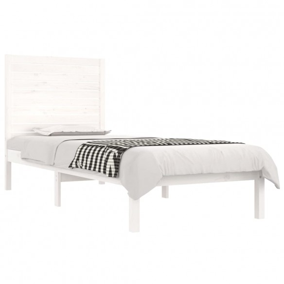 Cadre de lit Blanc Bois massif 90x190 cm Simple