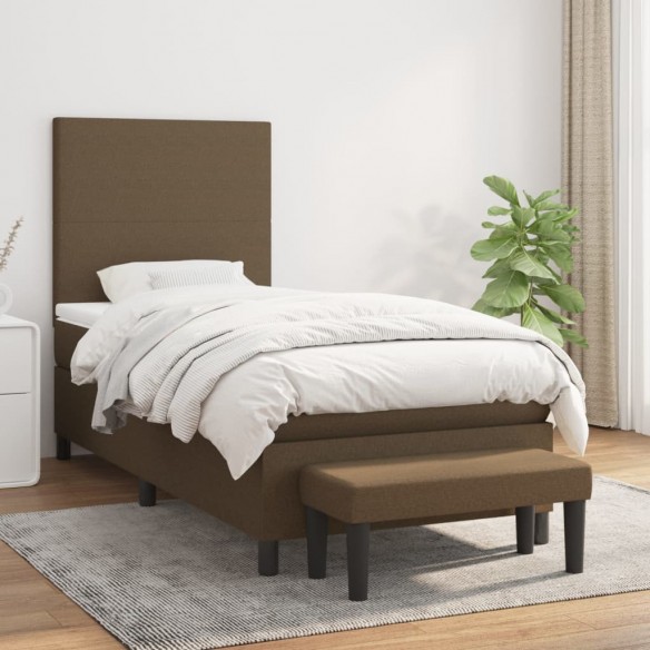 Cadre de lit avec matelas Marron foncé 90x200 cm