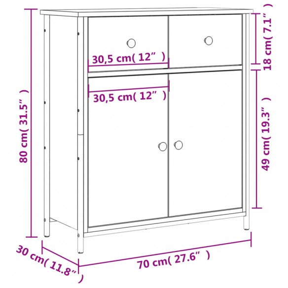 Buffet chêne sonoma 70x30x80 cm bois d'ingénierie