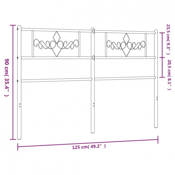 Tête de lit métal noir 120 cm