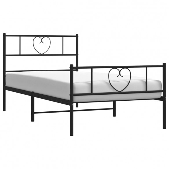 Cadre de lit métal avec tête de lit/pied de lit noir 90x190 cm