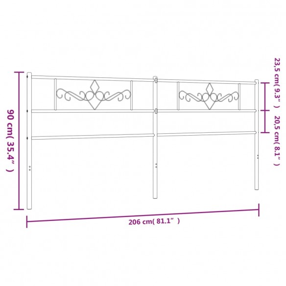 Tête de lit métal blanc 200 cm