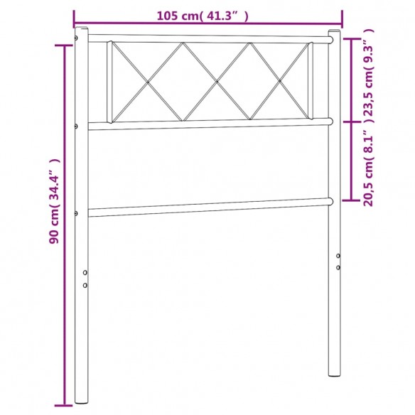 Tête de lit métal noir 100 cm