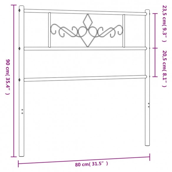 Tête de lit métal noir 75 cm