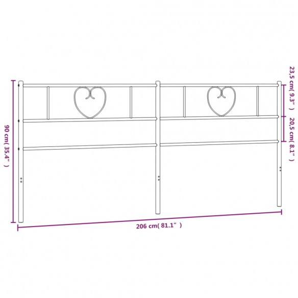 Tête de lit métal noir 200 cm