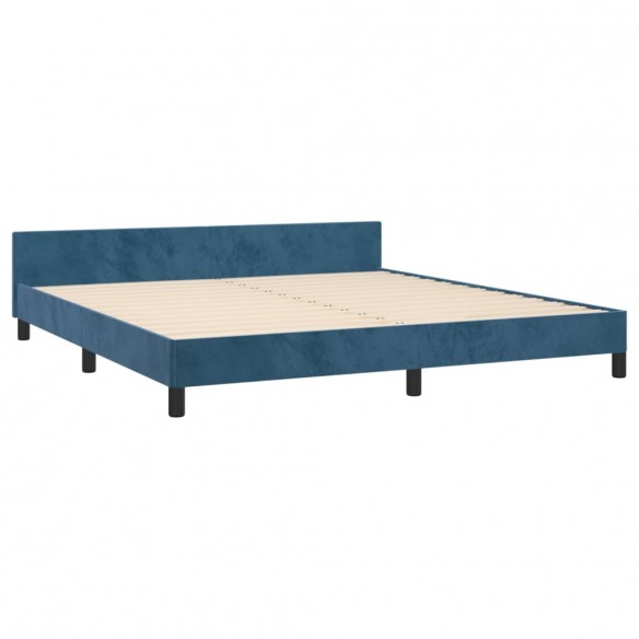 Cadre de lit avec tête de lit Bleu foncé 180x200 cm Velours