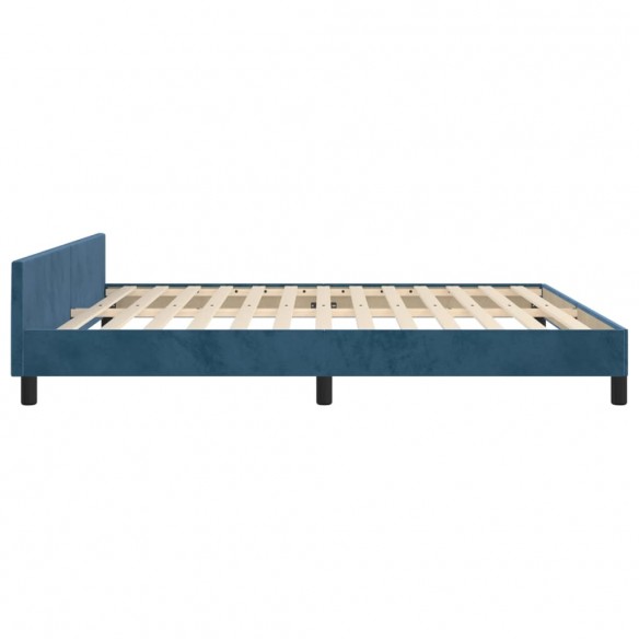 Cadre de lit avec tête de lit Bleu foncé 180x200 cm Velours