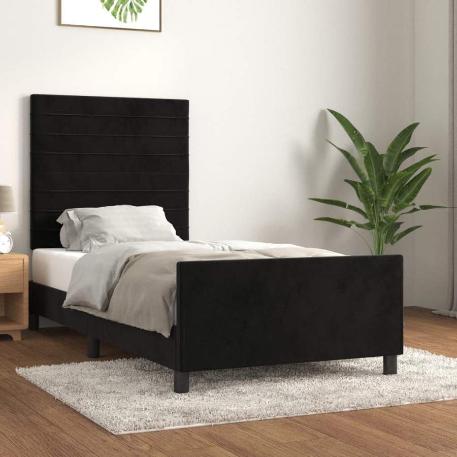 Cadre de lit avec tête de lit Noir 100x200 cm Velours
